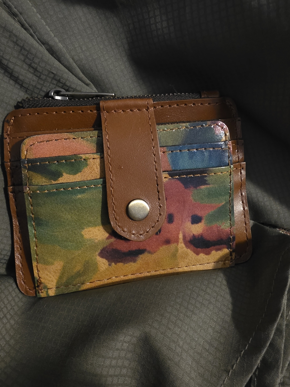 Patricia Nash Brown and Multicolor Leather Card Wallet